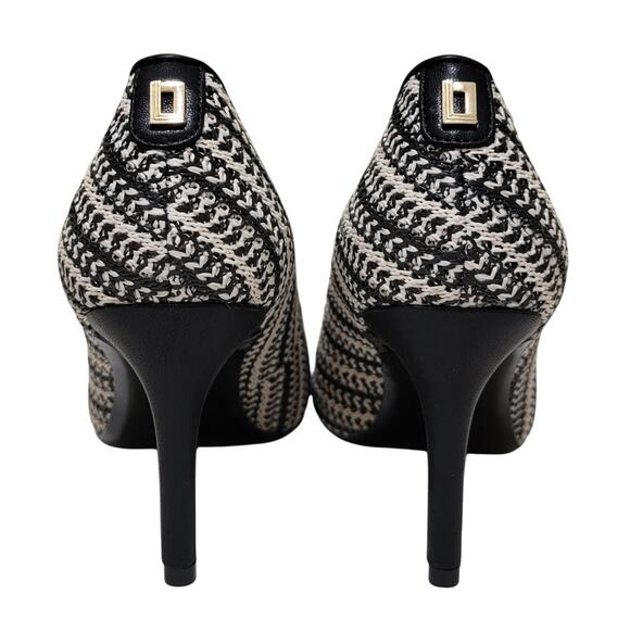 Karl Lagerfeld Pump High (3-3.9 in) Heel Height Heels for  Karl Lagerfeld Royale Classic Pump Heels Size US 9.5M Black Cream Basket Woven